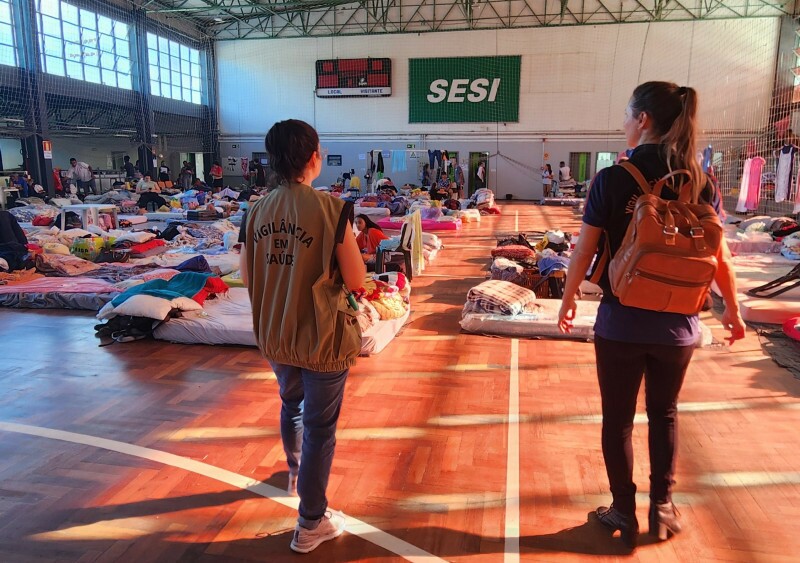 Equipe da Secretaria da Saúde acompanha situação dos abrigos em Guaíba -Foto: Divulgação SESI