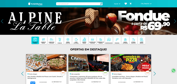Homepage de Descontos no Tchê Ofertas